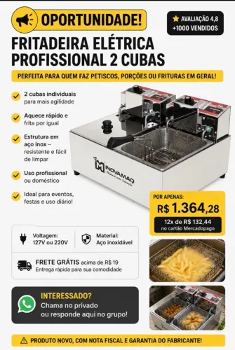 Fritadeira Elétrica 2 Cubas INOVAMAQ