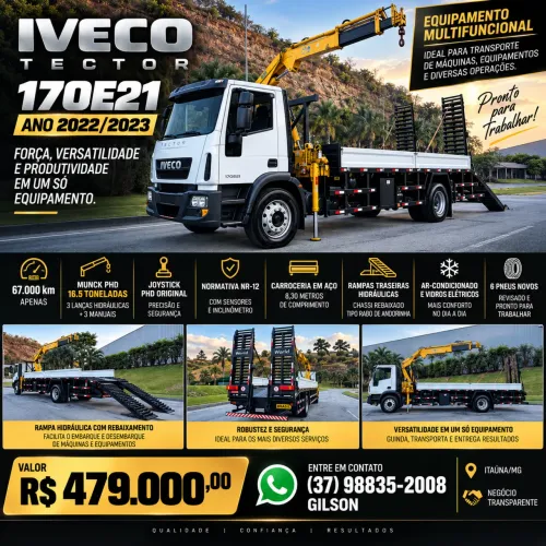 Iveco Tector 170E21 22/23 Munck PHD 16.5 + Prancha Hidráulica