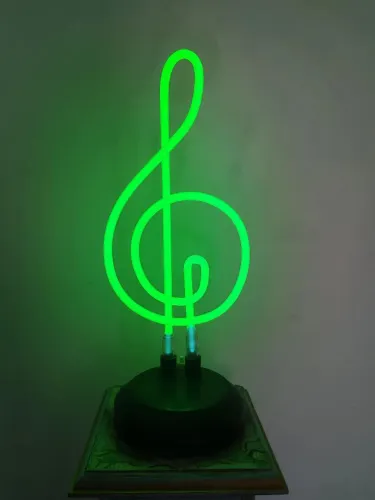 Luminária Abajur Neon Real De Vidro - Clave De Sol 110v (45cm) Linda como musica? 