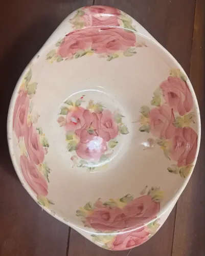 Caçarola em cerâmica WEISS com alça e desenhos de rosas