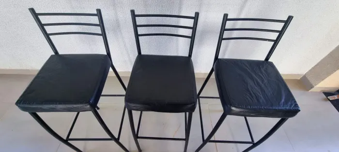 Banqueta Alta em Aço 75cm Preto Paris Metalnew