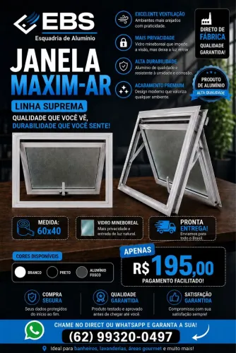Janela maxim-ar de Alumínio Suprema 