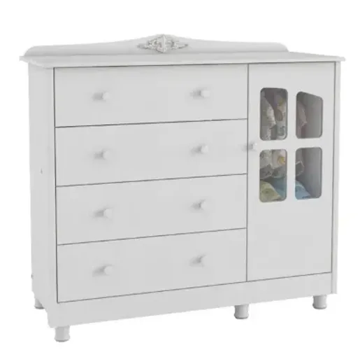 Cômoda Infantil - 4 Gavetas e 1 Porta 100% Mdf 