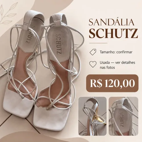 Sandália Schutz Feminina Off-White de Salto Alto com Amarração tamanho 37