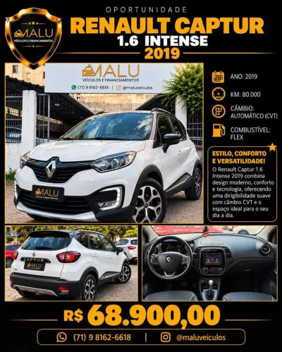 Renault Captur Intense 1.6 16V Flex 5P Aut. 2019