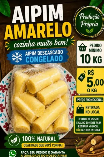 Vendo aipim descascado, aipim amarelo