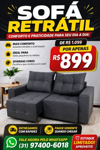 Sofa Retrátil,  estoque limitado 