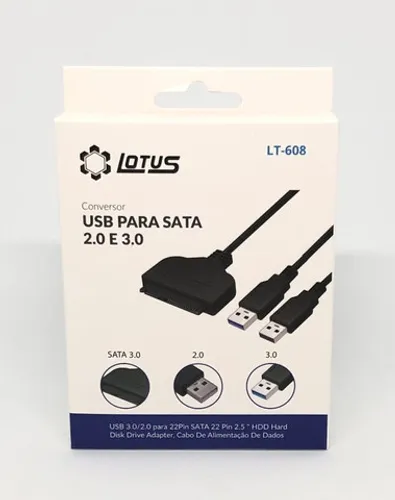 Cabo Adaptador Para Conversão de HDs SATA 2,5 em USB 2.0 e 3.0 Novo na Caixa