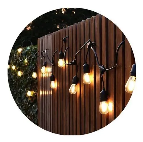 Kit varal quermesse de 10 metros + 10 lâmpada led filamento 2w 2700k apollo