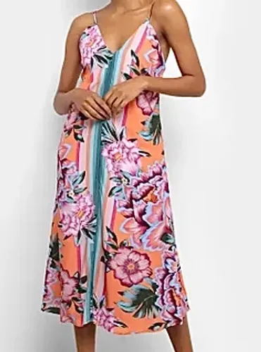 Vestido Farm Midi Flor Iris Tamanho G