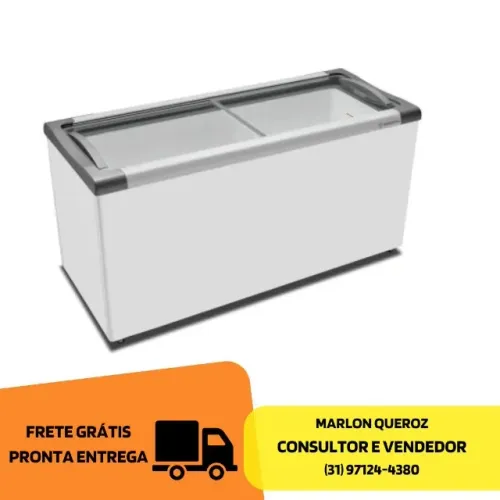 Congelador Tampa de Vidro 490L Novo