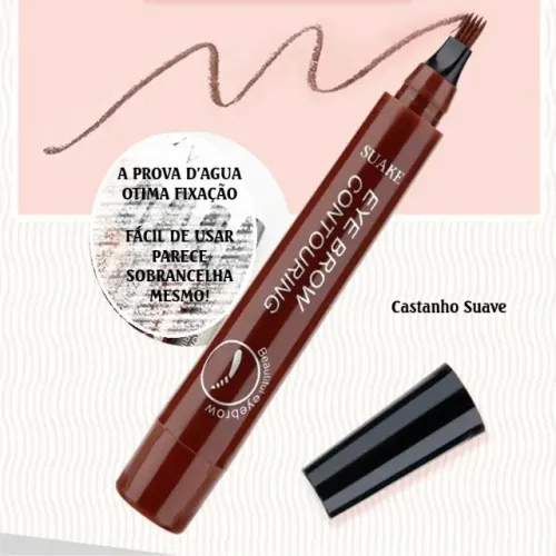 Caneta q Cria Pelos de Sobrancelha - Castanho Suave - à Prova D'Água