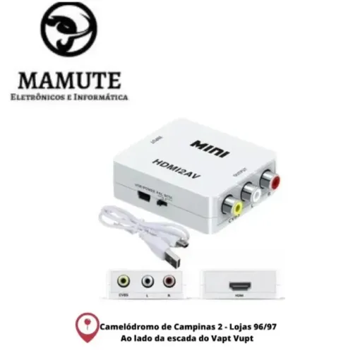 Mini Adaptador Conversor Hdmi Para Vídeo Composto Rca 2av