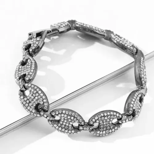 Pulseira ice Elos Cravejados Hip Hop moda luxo