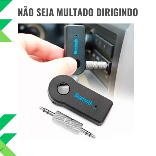 Receptor Bluetooth P2 Auxilar Carro Som Audio Android Musica