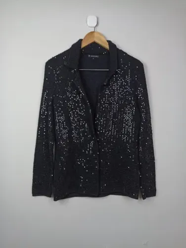 Blazer De Lã C/ Lantejoulas Le Lis Blanc Preto
