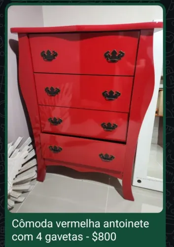 Cômoda Vermelha 4 Gavetas Antoniette