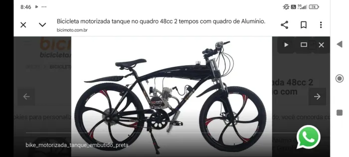 Bicicleta Motorizada 48cc nunca usada raridade Quadro de Alumínio