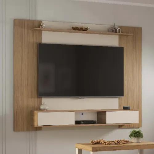 Painel TV até 75" com Rack 2 Portas e Prateleira
