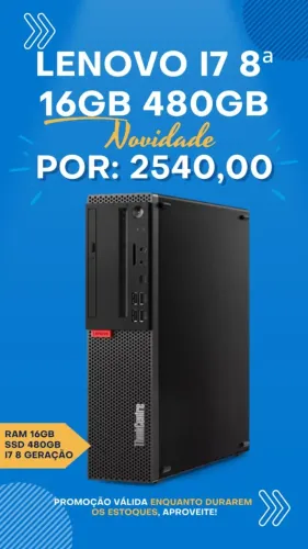Computador Lenovo i7 8ª Geração 16gb de Memória SSD 480gb