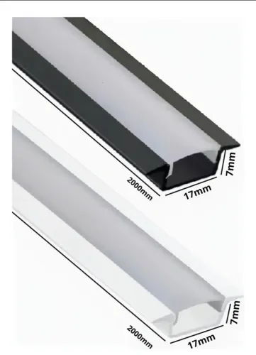 Perfil Led imbutir preto 2metros slim