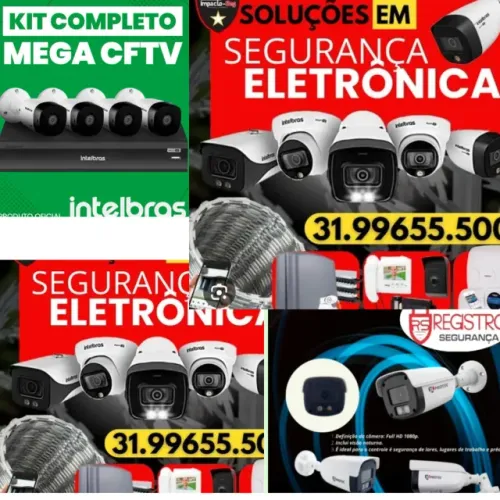 Câmera de segurança, cerca elétrica, alarme, motor de portão 
