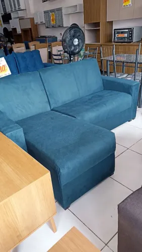 Sofá de Chaise Azul - Novo