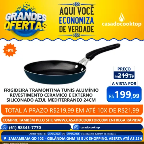 Frigideira Tramontina Tunis Azul 24cm - Revestimento Cerâmico