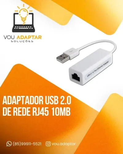 Placa de Rede USB 2.0 para cabo Rj45 até 10mb Computador e notebook