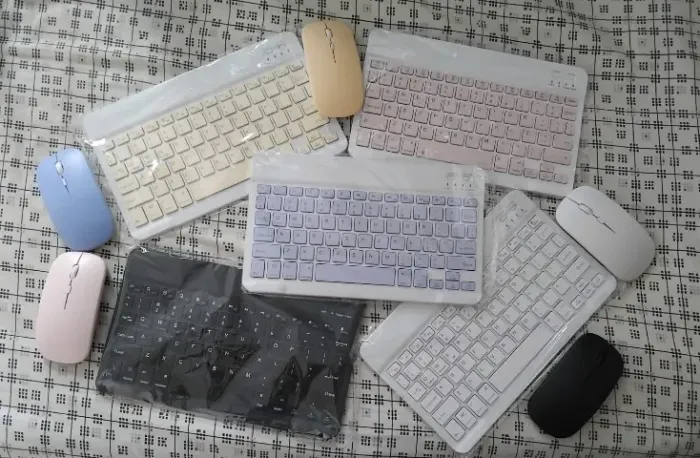 Mini Teclado ultra fino Recarregável e Mouse-Bluetooth-várias cores-padrão americano