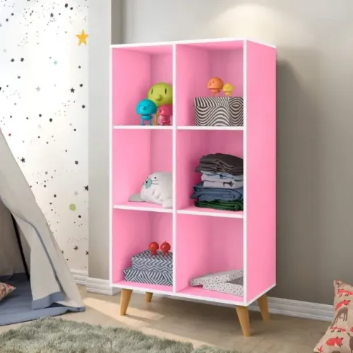 Estante Montessoriana 130 6 Nichos Rosa