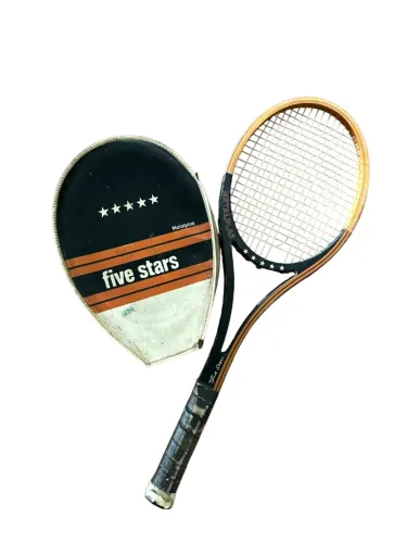 Raquete de tenis vintage de madeira