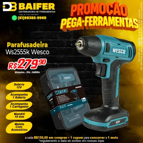 Parafusadeira à Bateria 12v Com Acessórios Ws2555k Wesco