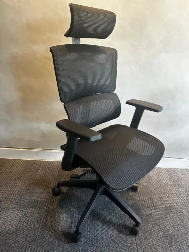 Cadeira NEW ATLANTA TELA NO ASSENTO Escritório Ergonômica Preta