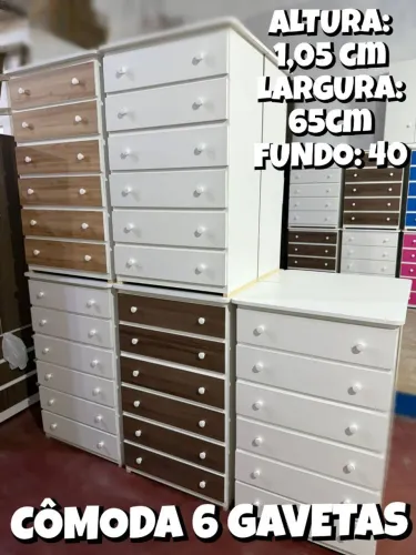Cômoda MDF 6 Gavetas 1,05x 65