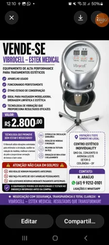 VIBROCELL PROFISSIONAL - R$ 2.400,00