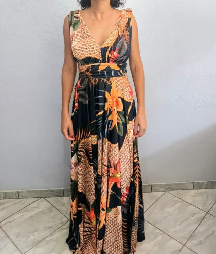 Vestido longo estampado - Tam M