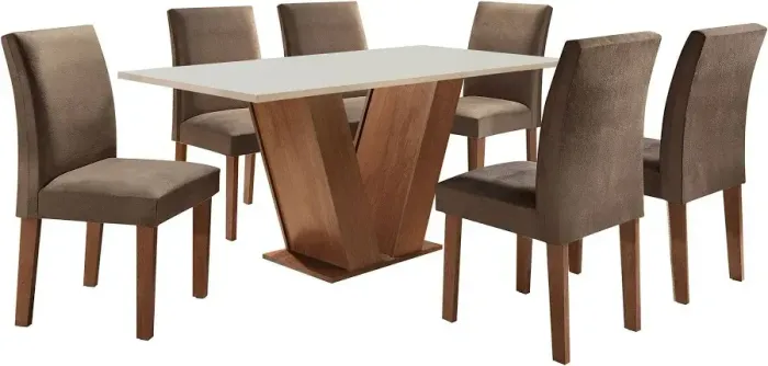 Mesa de Jantar 6 Cadeiras Com Tampo Laqueado 1,70m 