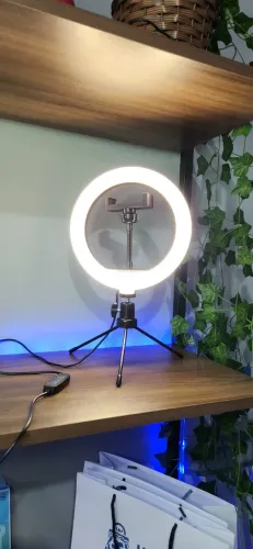 Ring Light 8 Pol + Tripé De Mesa + Suporte Cel Video
