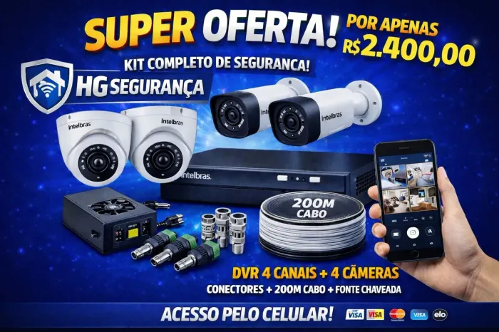 4 câmeras intelbras instalação completa