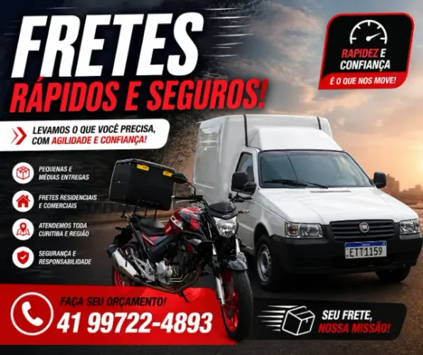 ? FRETES RÁPIDOS E SEGUROS | MOTO BAÚ 140L & FIORINO