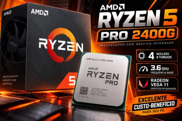 Processador Amd Ryzen 5 PRO 2400G 3.40 Ghz (3.90 Ghz Turbo), 4C/ 8T, 8mb Cache - Só VENDA!