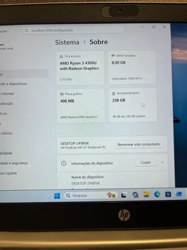 Notebook hp pro book 445