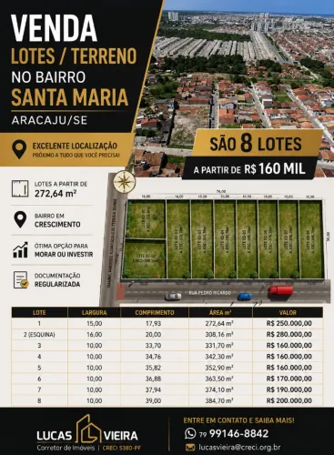 Lotes / Terreno à Venda no Bairro Santa Maria em Aracaju SE