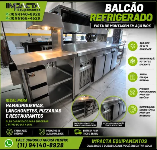 Refrigerador inox com condimentador- Pista de Montagem Personalizada para hamburgueria 