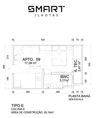 Apto ?Studio com 26,19 m