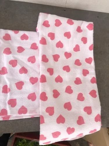 Toalha de Banho e Rosto coração Rosa felpudo 100% algodão