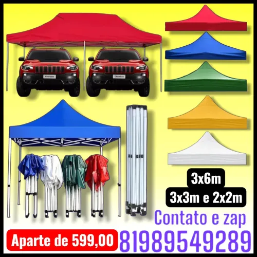 Tenda sanfonada pirâmide reforçada 3x6m , 3x3m e 2x2m 