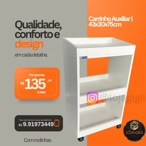 Carrinho Auxiliar com Rodinhas