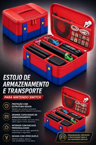 Mala de Transporte Deluxe para Nintendo Switch - Edição Super Mario - [NOVA]